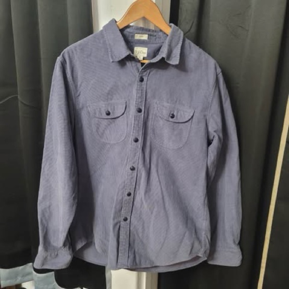 J. Crew Men's Light Blue Corduroy Button-Down Shirt